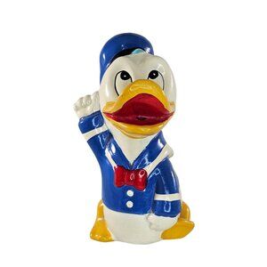 Vintage Walt Disney Donald Duck Ceramic Coin Bank Japan Fist In Air